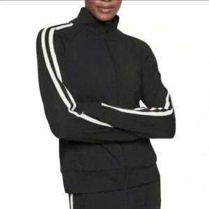 Athleta Circa Track Jacket Medium Stripe Full Zip Pockets Recycled Materials